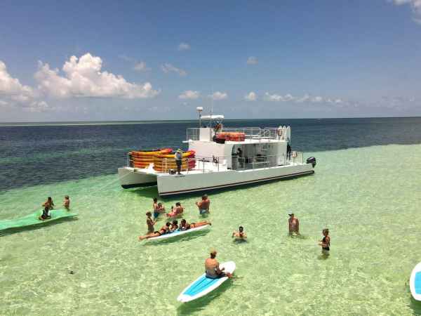 a group of people on a boat in a body of water